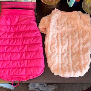 EUC TOP PAW pink, puffer, dog jacket, vest, and light, pink faux fur fuzzy warm